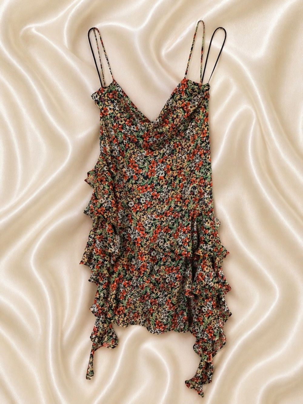 AFRM Ashmont Ruffle Tiered Dress | Floral Asymmetrical Mini Dress